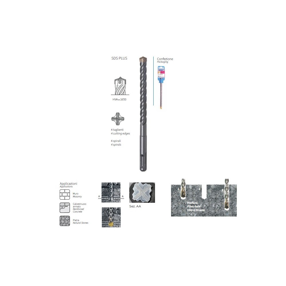 PUNTA X TRAPANI A MARTELLO K8 SDS-PLUS 4 TAGLIENTI KRINO PUNTA X TRAPANI A MARTELLO K8 SDS-PLUS 4 TAGLIENTI KRINO