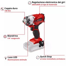 AVVITATORE IMPULSI BATTERIA TE-CI 18/1 LI SOLO MACCHINA VOLT 18 X-CHANGE EINHELL