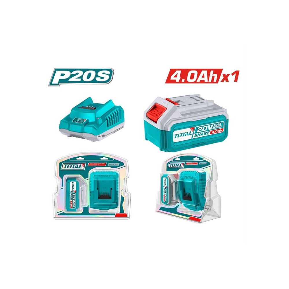 CARICABATTERIE RAPIDO 20V CON PACK BATTERIA 4 AH TOTAL CARICABATTERIE RAPIDO 20V CON PACK BATTERIA 4 AH TOTAL