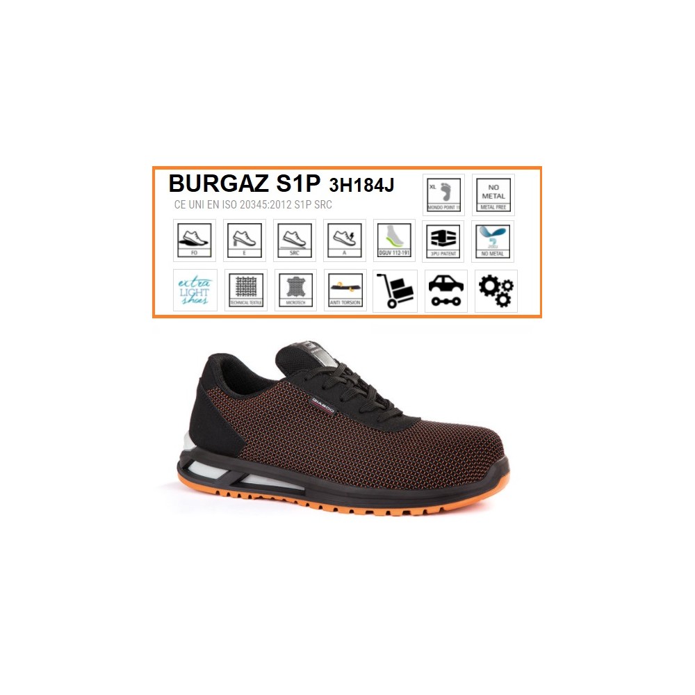 SCARPE ANTINFORTUNISTICHE BURGAZ S1P BASSE TESSUTO TECNICO TRASPIRANTE MICRO-TECH GIASCO SCARPE ANTINFORTUNISTICHE BURGAZ S1P BASSE TESSUTO TECNICO TRASPIRANTE MICRO-TECH GIASCO