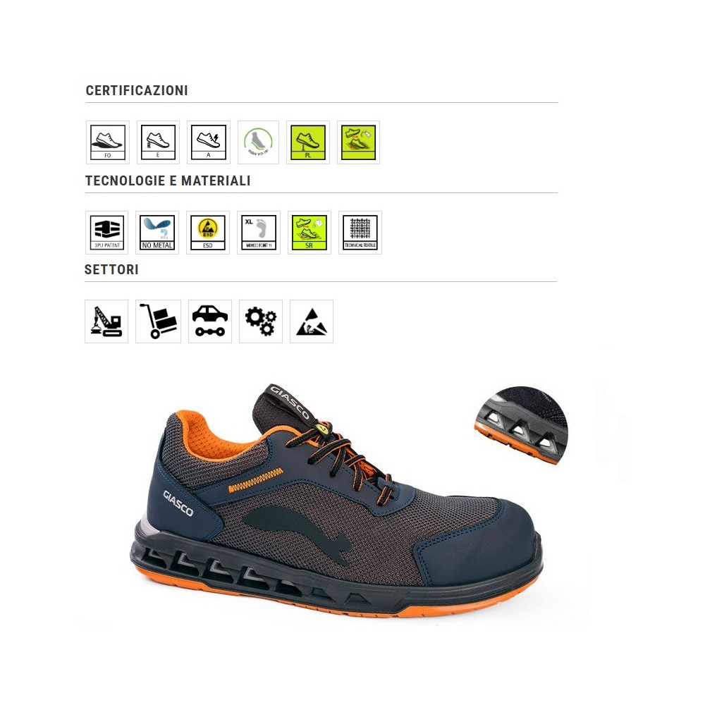 SCARPE ANTINFORTUNISTICHE STAR S1PL FO SR BASSE TESSUTO TECNICO TRASPIRANTE GIASCO
