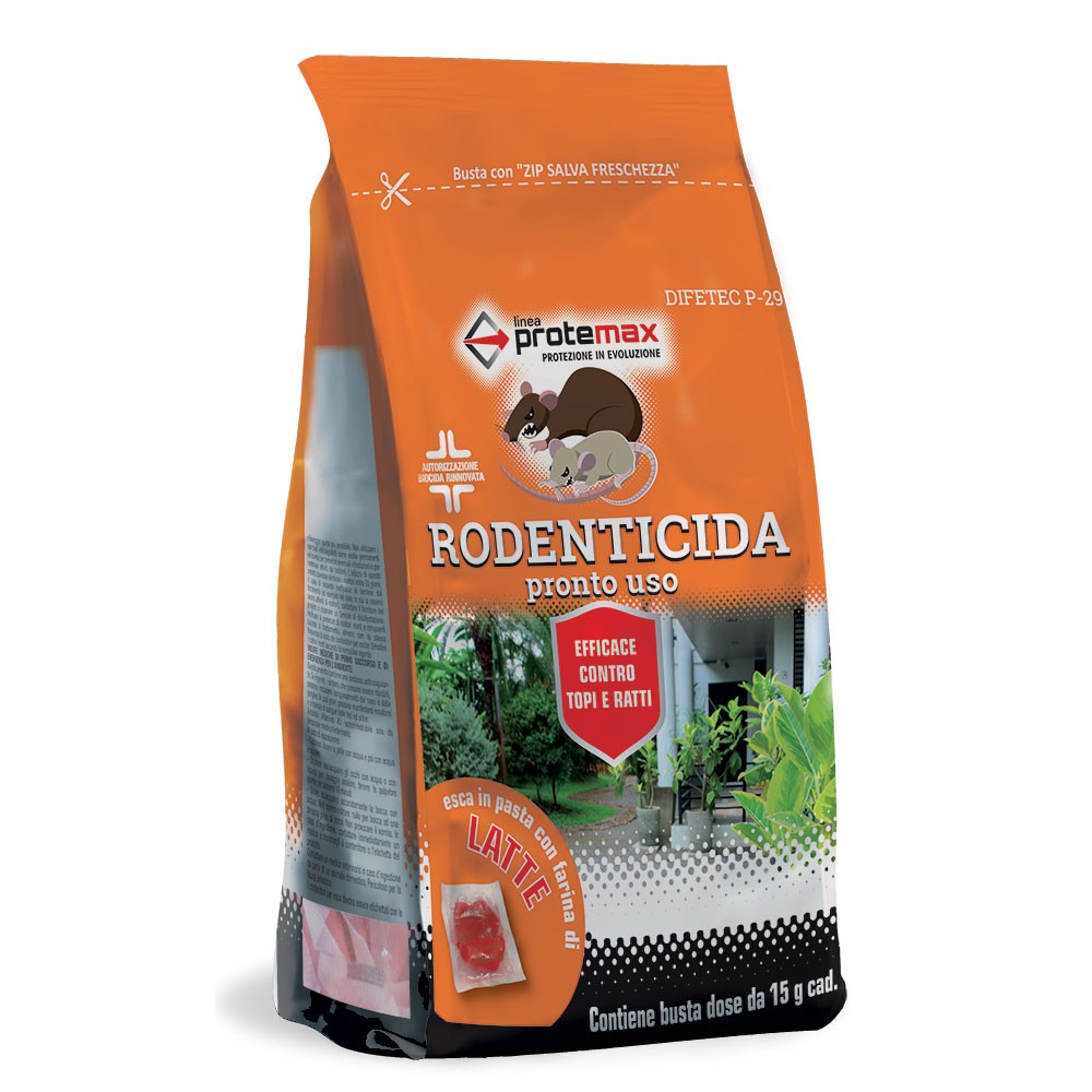 RODENTICIDA PASTA ROSSA DF 10 BUSTINE DA GR 15 PROTEMAX