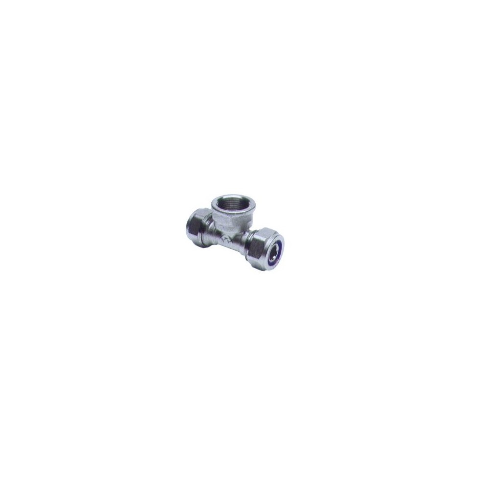 RACCORDO X MULTISTRATO TEE 2 BICONO A STRINGERE FILETTATO FEMMINA Ø MM 26 X 3/4F X MM 26 RACCORDO X MULTISTRATO TEE 2 BICONO A STRINGERE FILETTATO FEMMINA Ø MM 26 X 3/4F X MM 26