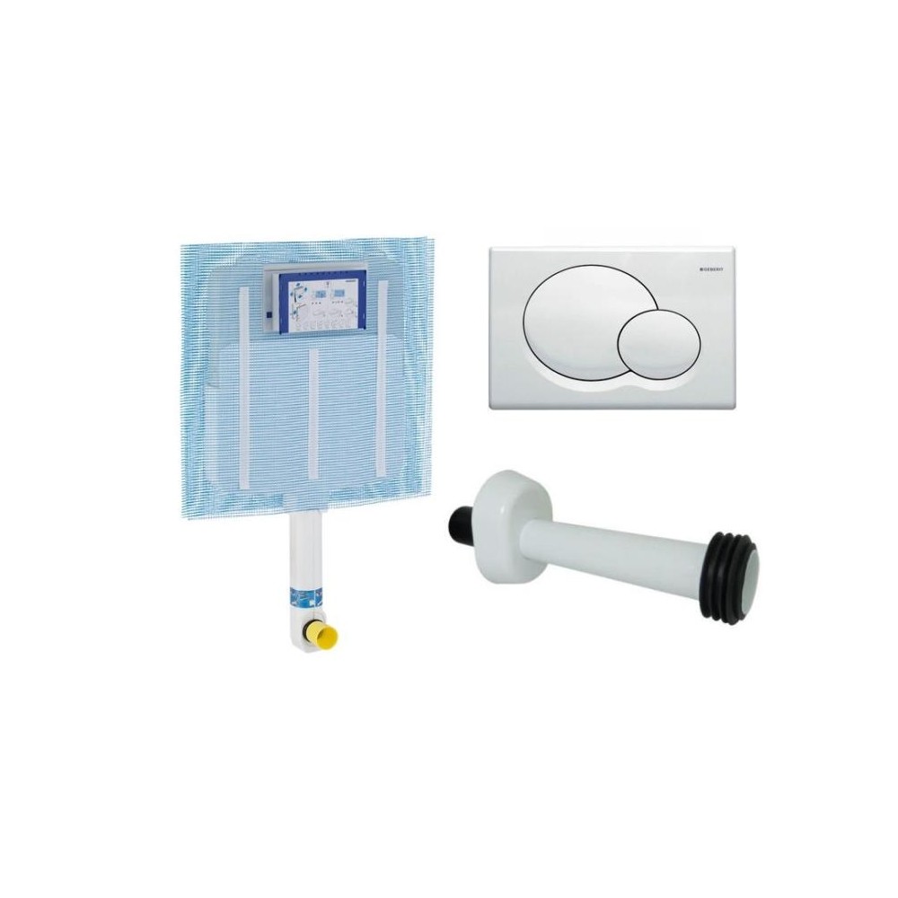 CASSETTA DI SCARICO SIGMA 8 COMPLETA DI KIT INCASSO PLACCA SIGMA 01 2 PULSANTI MORSETTO CANOTTO ROSONE COLORE BIANCO