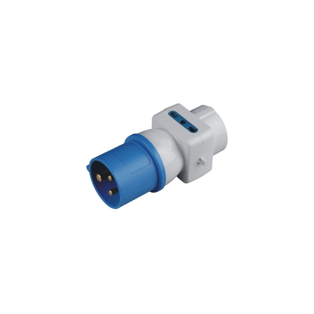 PRESA VOLANTE ADATTATORE TRIPLO INDUSTRIALE CEE 2P + T 16A 230V PRESA VOLANTE ADATTATORE TRIPLO INDUSTRIALE CEE 2P + T 16A 230V