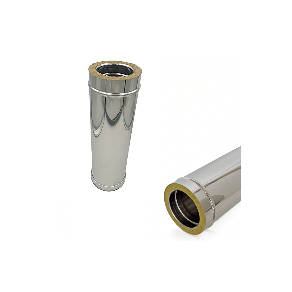 TUBO ACCIAIO INOX 5/10 DOPPIA PARETE AISI 304 CANNA FUMARIA TUBO ACCIAIO INOX 5/10 DOPPIA PARETE AISI 304 CANNA FUMARIA
