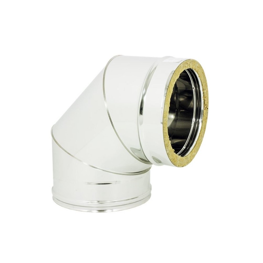 CURVA 90° ACCIAIO INOX 5/10 DOPPIA PARETE AISI 304 SILVER CURVA 90° ACCIAIO INOX 5/10 DOPPIA PARETE AISI 304 SILVER