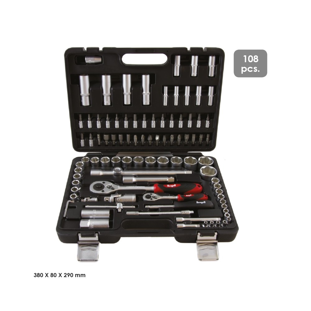 ASSORTIMENTO CHIAVI BUSSOLE + ACCESSORI DA 1/4 - 1/2 PZ 108 VALIGETTA ANTIURTO LTI ASSORTIMENTO CHIAVI BUSSOLE + ACCESSORI DA 1/4 - 1/2 PZ 108 VALIGETTA ANTIURTO LTI