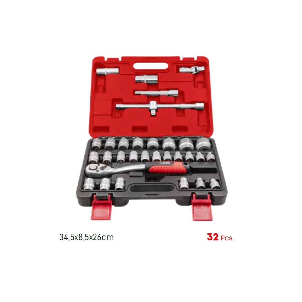 ASSORTIMENTO CHIAVI BUSSOLE + ACCESSORI DA 1/2 PZ 32 VALIGETTA ANTIURTO LTI ASSORTIMENTO CHIAVI BUSSOLE + ACCESSORI DA 1/2 PZ 32 VALIGETTA ANTIURTO LTI
