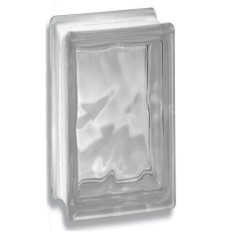 MEZZO MATTONE VETRO ONDULATO COLORE TRASPARENTE CM 19X9X8