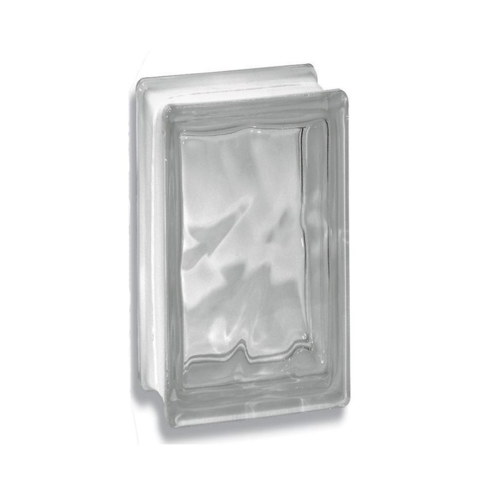 MEZZO MATTONE VETRO ONDULATO COLORE TRASPARENTE CM 19X9X8