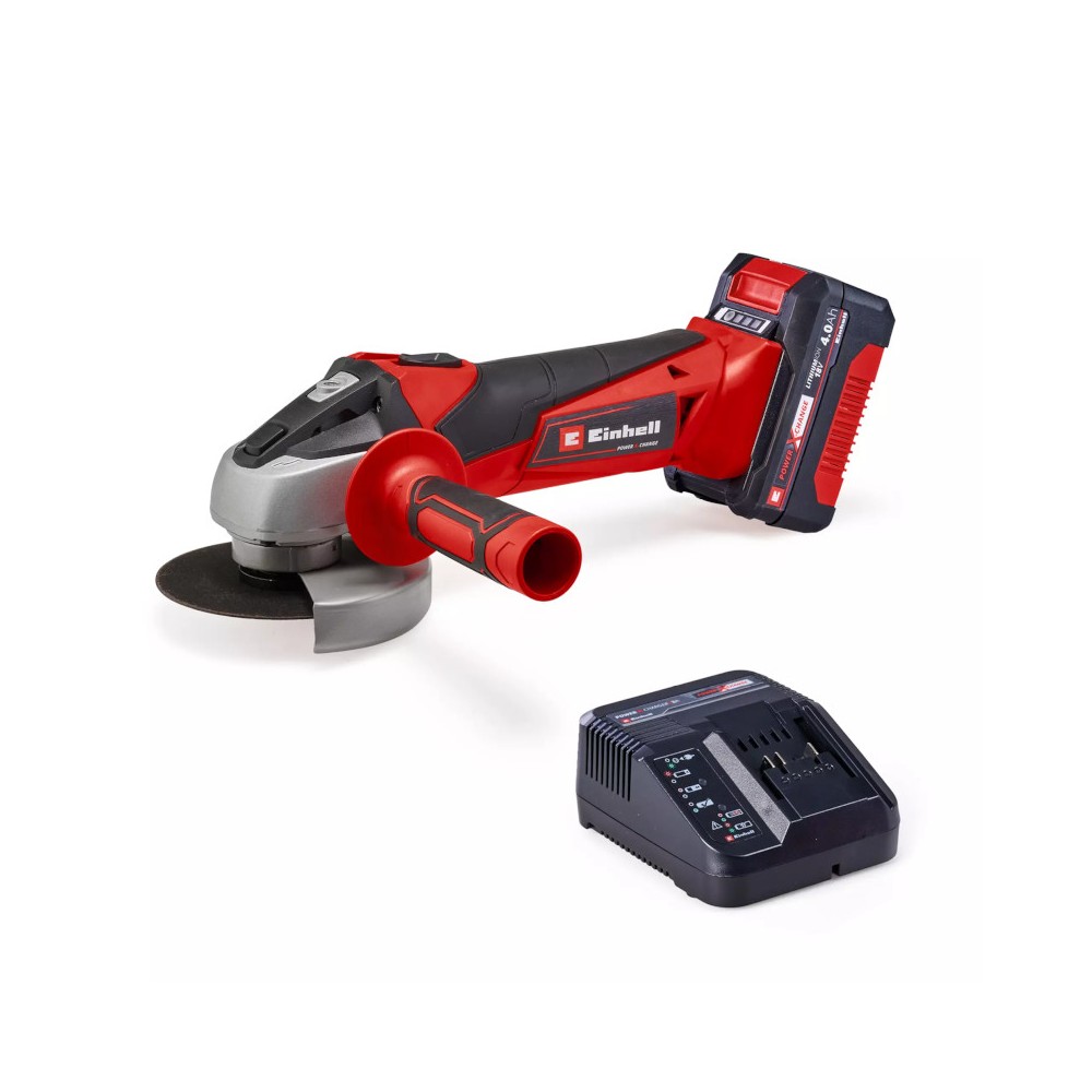 SMERIGLIATRICE ANGOLARE A BATTERIA TC-AG 18/115 LI CON 1 BATTERIA 4 AH E CARICABATTERIE VOLT 18 X-CHANGE EINHELL