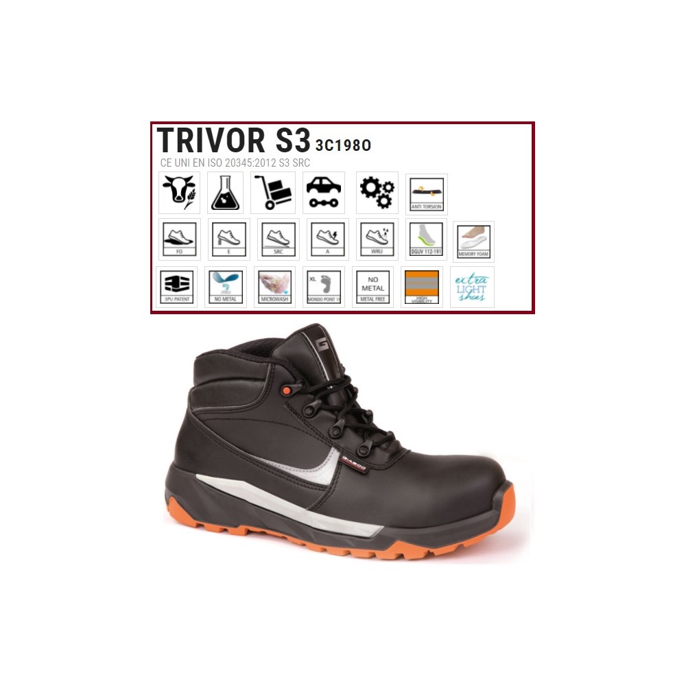 SCARPE ANTINFORTUNISTICHE TRIVOR S3 ALTA TESSUTO MICROWASH GIASCO SCARPE ANTINFORTUNISTICHE TRIVOR S3 ALTA TESSUTO MICROWASH GIASCO