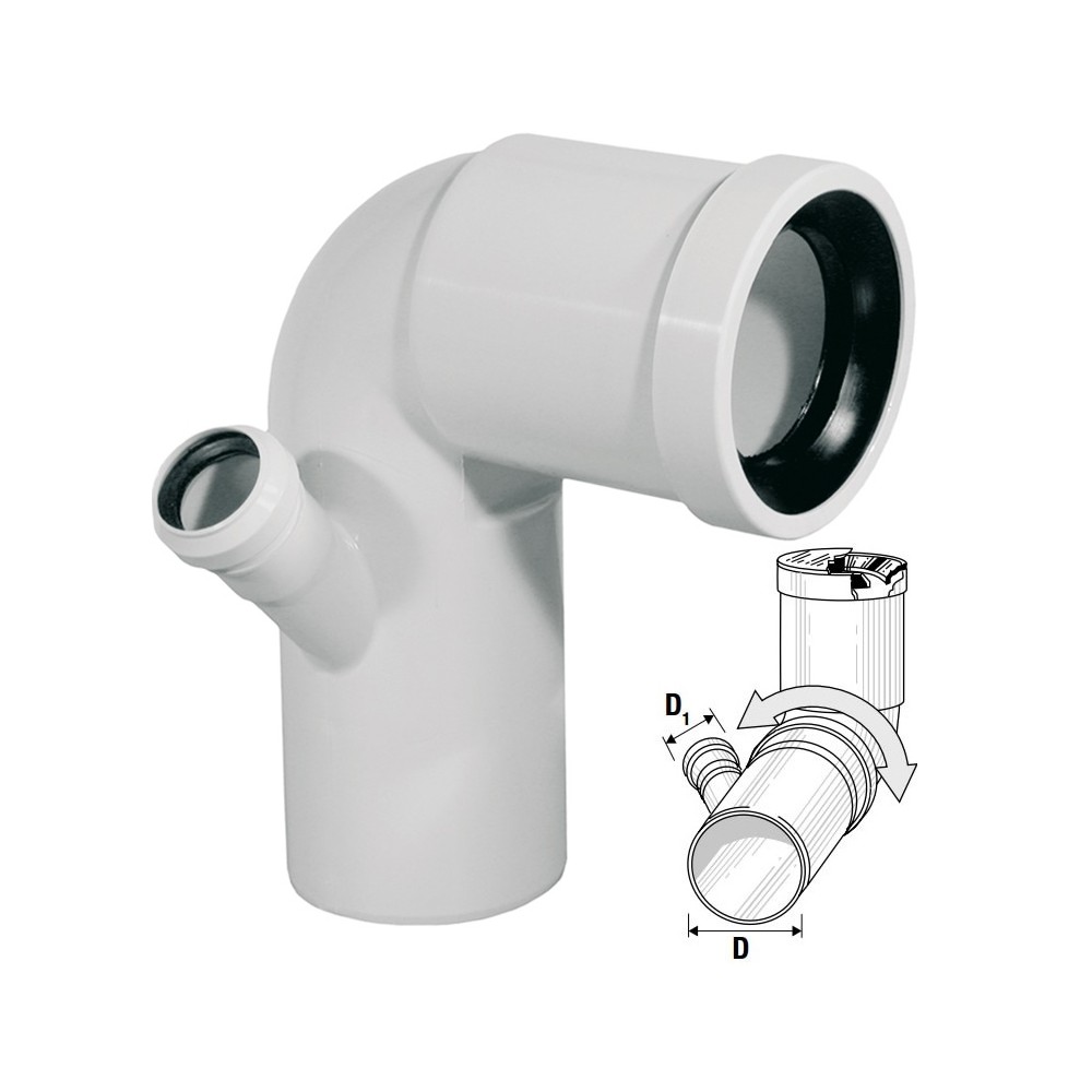 CURVA WC INNESTO IN POLIPROPILENE ALTA DA 90 ATTACCO 40 DX/SX ORIENTABILE CON GUARNIZIONE