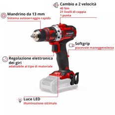 TRAPANO AVVITATORE BATTERIA TE-CD 18/40 LI SOLO MACCHINA VOLT 18 X-CHANGE EINHELL