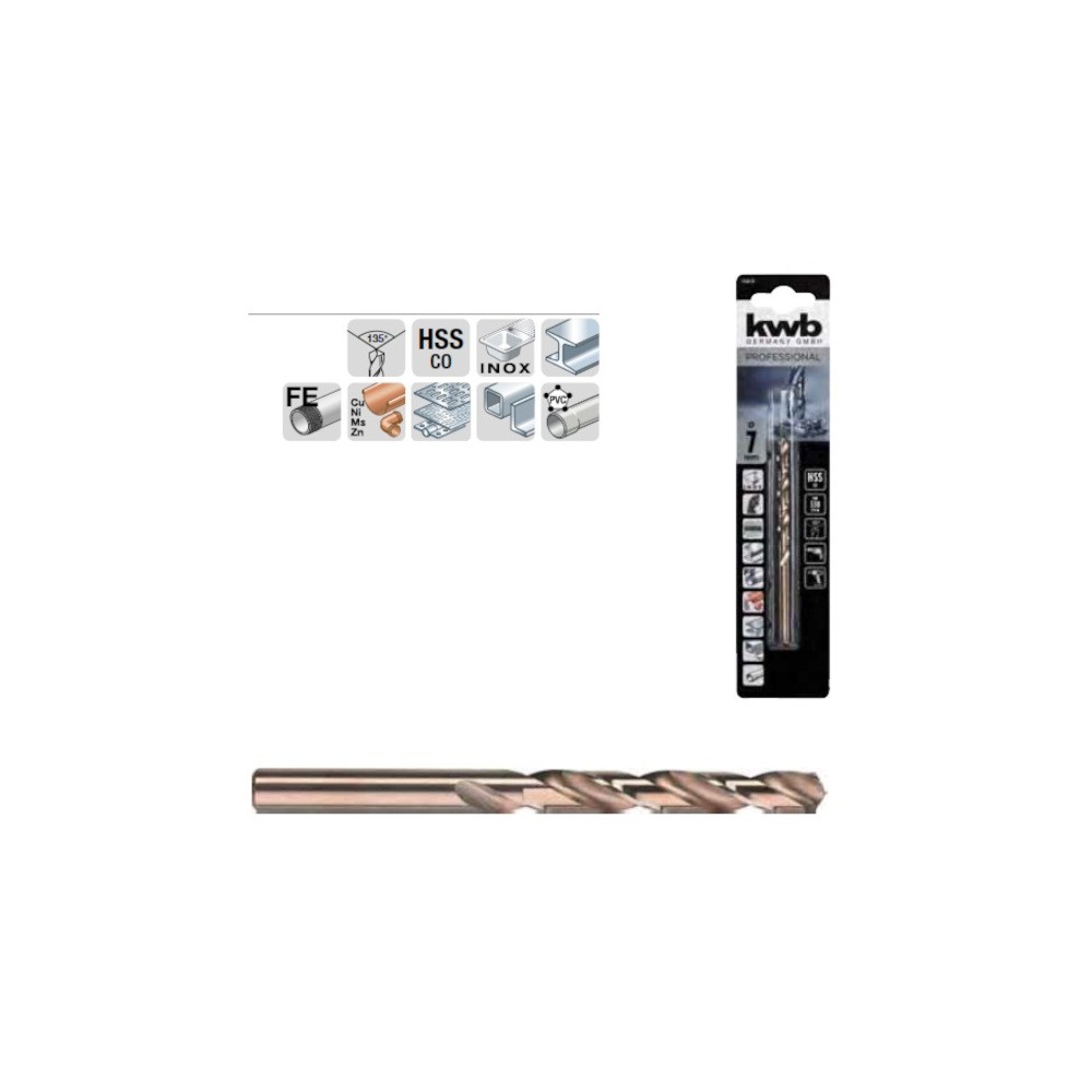 PUNTA AL COBALTO X INOX E METALLI ELICOIDALE HSS-G  KWB PUNTA AL COBALTO X INOX E METALLI ELICOIDALE HSS-G  KWB