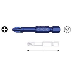 INSERTI 1/4 X PHILLIPIS IMPRONTA FRESATA PH TORSION LUNGHEZZA 50 MM CONFEZIONE 5 PEZZI KRINO