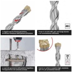 PUNTA X TRAPANI A MARTELLO SDS-PLUS 4 TAGLIENTI PER CEMENTO ARMATO  KWB