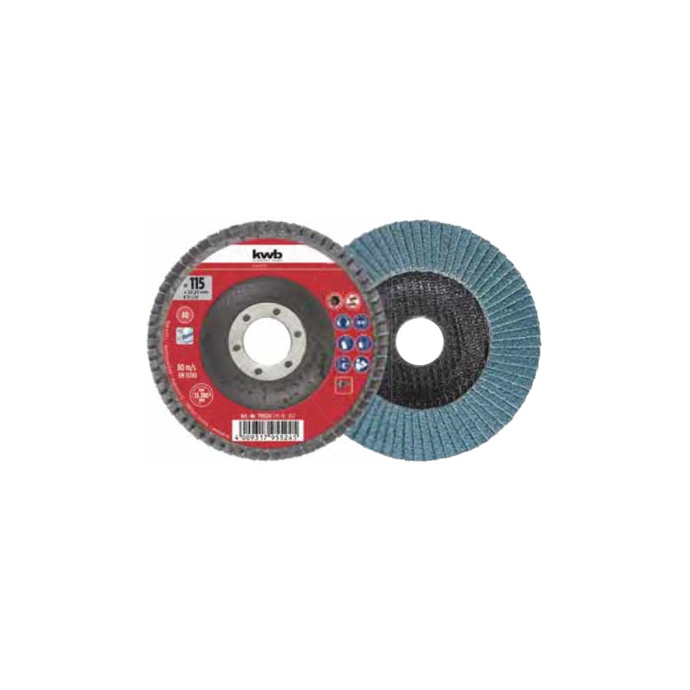 DISCO LAMELLARE IN ZIRCONIO PER INOX E METALLO Ø MM 115  KWB DISCO LAMELLARE IN ZIRCONIO PER INOX E METALLO Ø MM 115  KWB