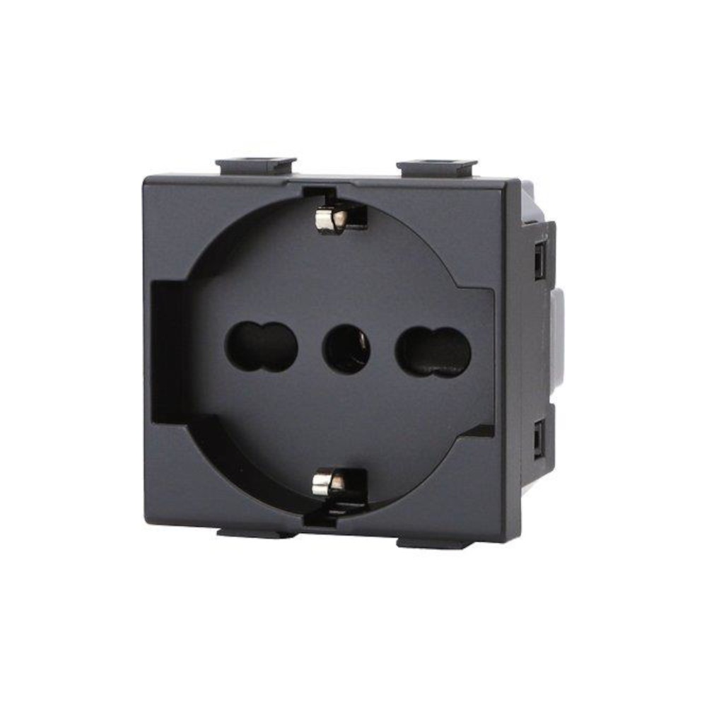 PRESA COMMERCIALE TIPO MATIX SCHUKO + SICUREZZA NERO VOLT 250 A 10/16 2P+T
