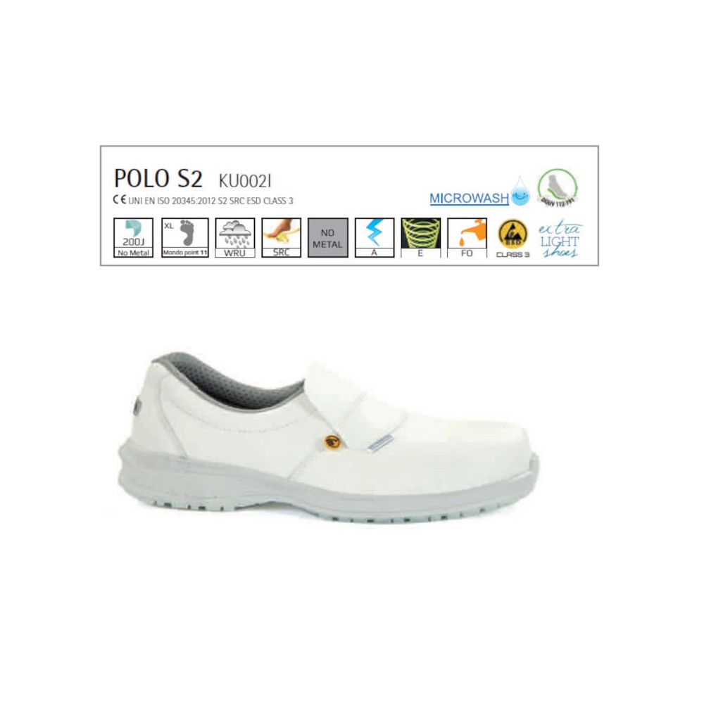 SCARPE ANTINFORTUNISTICHE POLO BASSE S2 MICROWASH BIANCHE GIASCO