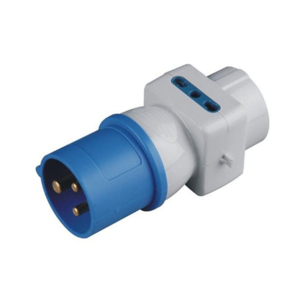 PRESA VOLANTE ADATTATORE TRIPLO INDUSTRIALE CEE 2P + T 16A 230V