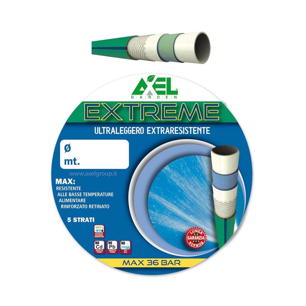 TUBO PLASTICA 15-5/8" Ø CONFEZIONE 15 MT + PISTOLA + RACCORDO PORTAGOMMA + RACCORDO TUBO PLASTICA PRESA ACQUA RUBINETTO