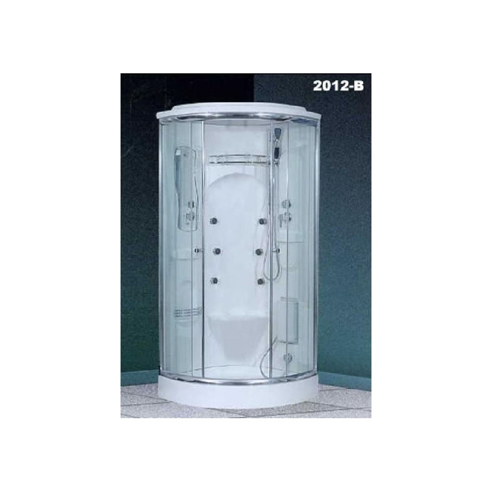 BOX IDROMASSAGGIO OLS 2012 CM 90X90X220 BIANCO SEMICIRCOLARE CRISTALLO TRASPARENTE PROFILO CROMO