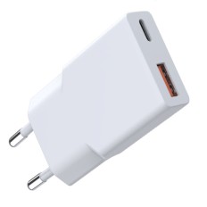 CARICABATTERIE SLIM PER TELEFONI 25W 2 OUT USB A - USB C BIANCO