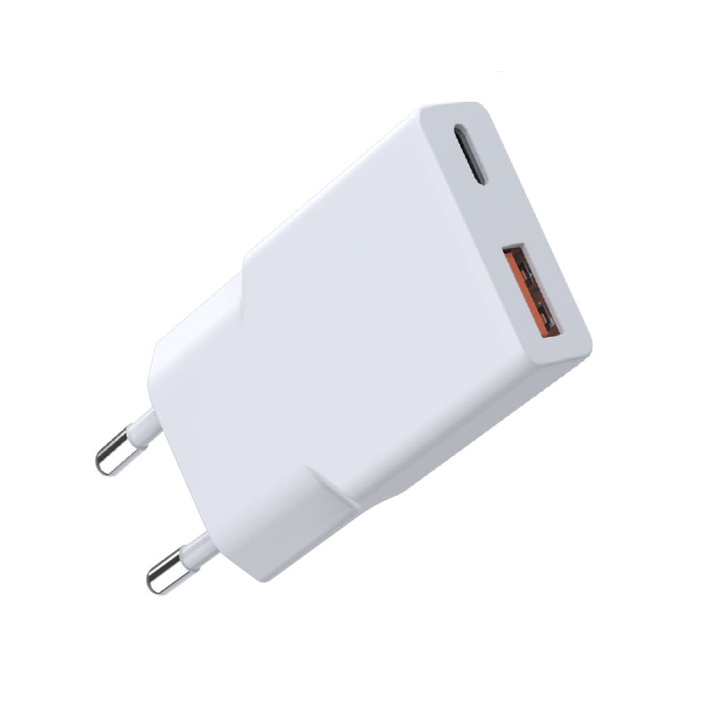 CARICABATTERIE SLIM PER TELEFONI 25W 2 OUT USB A - USB C BIANCO