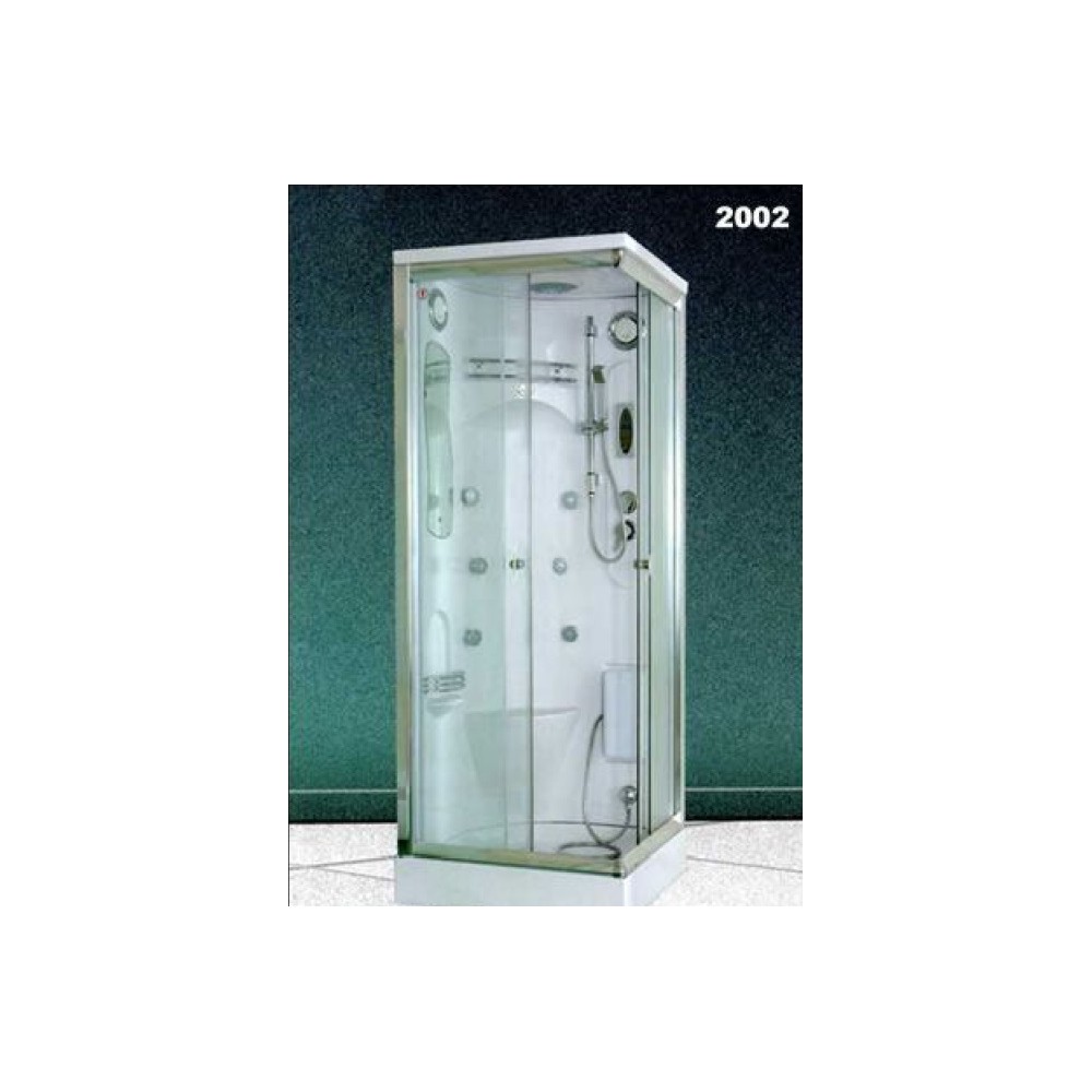 BOX IDROMASSAGGIO OLS 2002 CM 80X80X220 BIANCO CRISTALLO TRASPARENTE PROFILO CROMO
