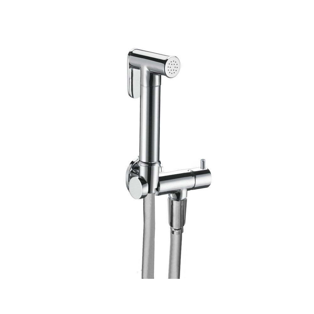 KIT SHUT OFF RUBINETTO CON DOCCETTA IN OTTONE CROMO T RS MINIMALE DAMAST