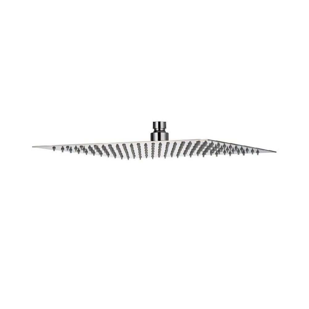 SOFFIONE DOCCIA RELAX QUADRATO IN ACCIAIO CROMATO 2 MM ULTRASOTTILE ANTICALCARE ATTACCO 1/2  DAMAST