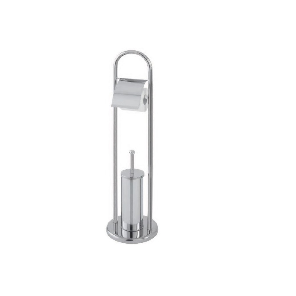 ACCESSORI PIANTANA BAGNO PORTAROTOLO E PORTASCOPINO ACCIAIO CROMO KEY B