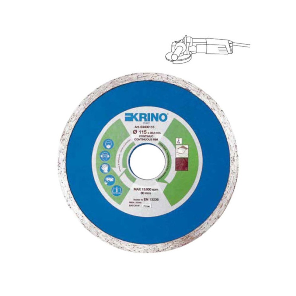 DISCO DIAMANTATO CON CORONA CONTINUA LISCIA Ø MM 115 KRINO