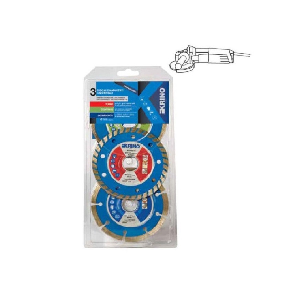 DISCHI DIAMANTATI ASSORTIMENTO 3PZ MM Ø115 KRINO