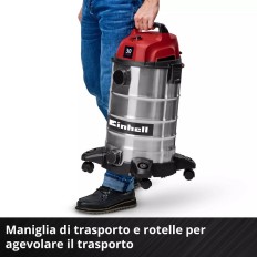 ASPIRASOLIDI E LIQUIDI BIDONE INOX TC-VC 3055 S LITRI 30 950W EINHELL