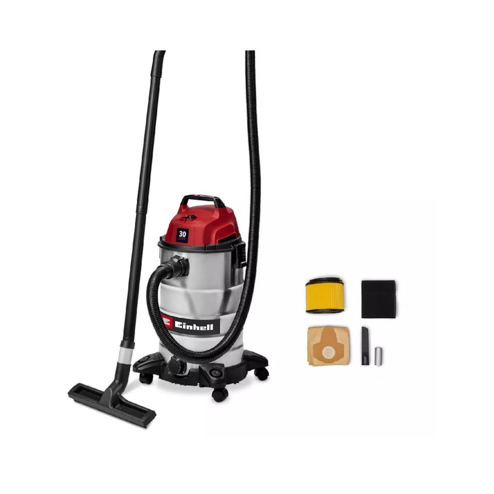 ASPIRASOLIDI E LIQUIDI BIDONE INOX TC-VC 3055 SA LITRI 30 900W EINHELL