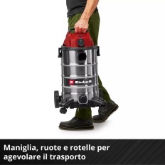 ASPIRASOLIDI E LIQUIDI BIDONE INOX TC-VC 3055 SA LITRI 30 900W EINHELL