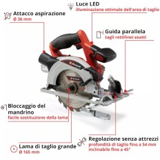 SEGA CIRCOLARE TC-CS 18/165 MM 165 SOLO CORPO MACCHINA VOLT 18 X-CHANGE EINHELL