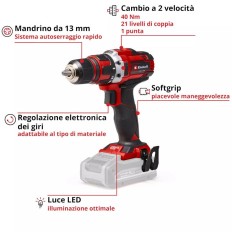 TRAPANO AVVITATORE BATTERIA TE-CD 18/40 LI SOLO MACCHINA VOLT 18 X-CHANGE EINHELL