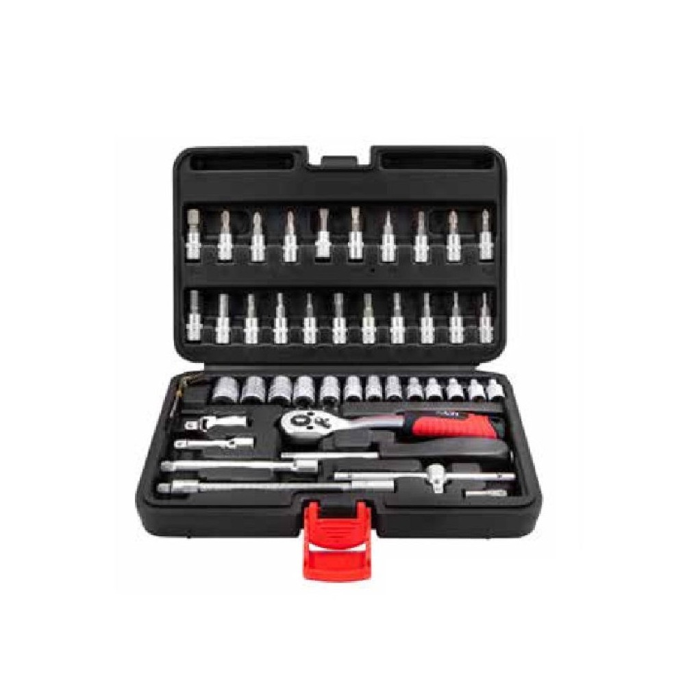 ASSORTIMENTO CHIAVI BUSSOLE + ACCESSORI DA 1/4 PZ 46 VALIGETTA ANTIURTOLTI