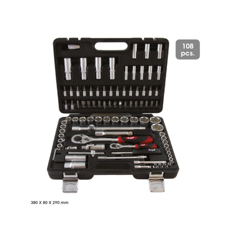 ASSORTIMENTO CHIAVI BUSSOLE + ACCESSORI DA 1/4 - 1/2 PZ 108 VALIGETTA ANTIURTO LTI