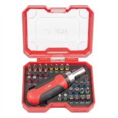 ASSORTIMENTO 29 PEZZI INSERTI COLORI MISTI GIRAVITE A CRICCHETTO