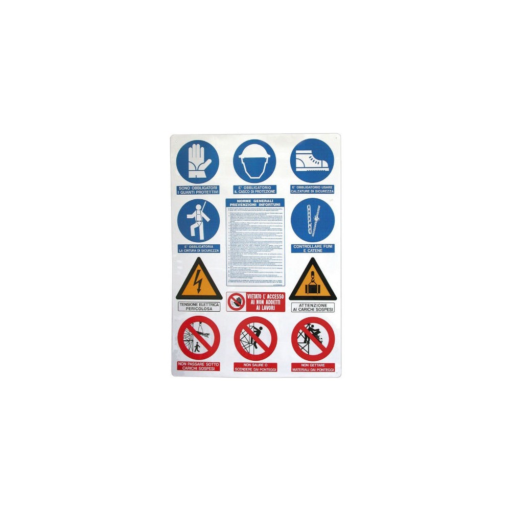 CARTELLO PLASTICA 12 SIMBOLI CM 100X70