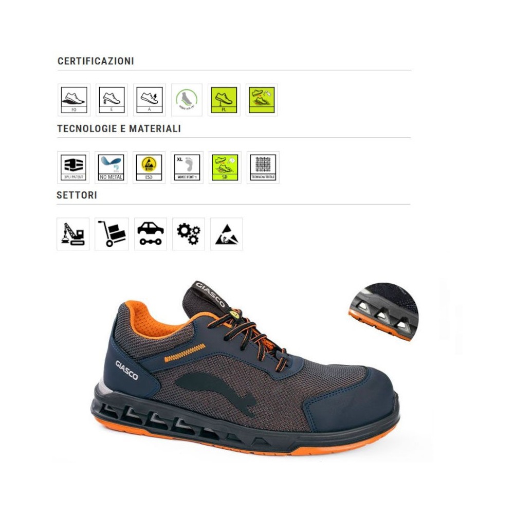 SCARPE ANTINFORTUNISTICHE STAR S1PL FO SR BASSE TESSUTO TECNICO TRASPIRANTE  GIASCO