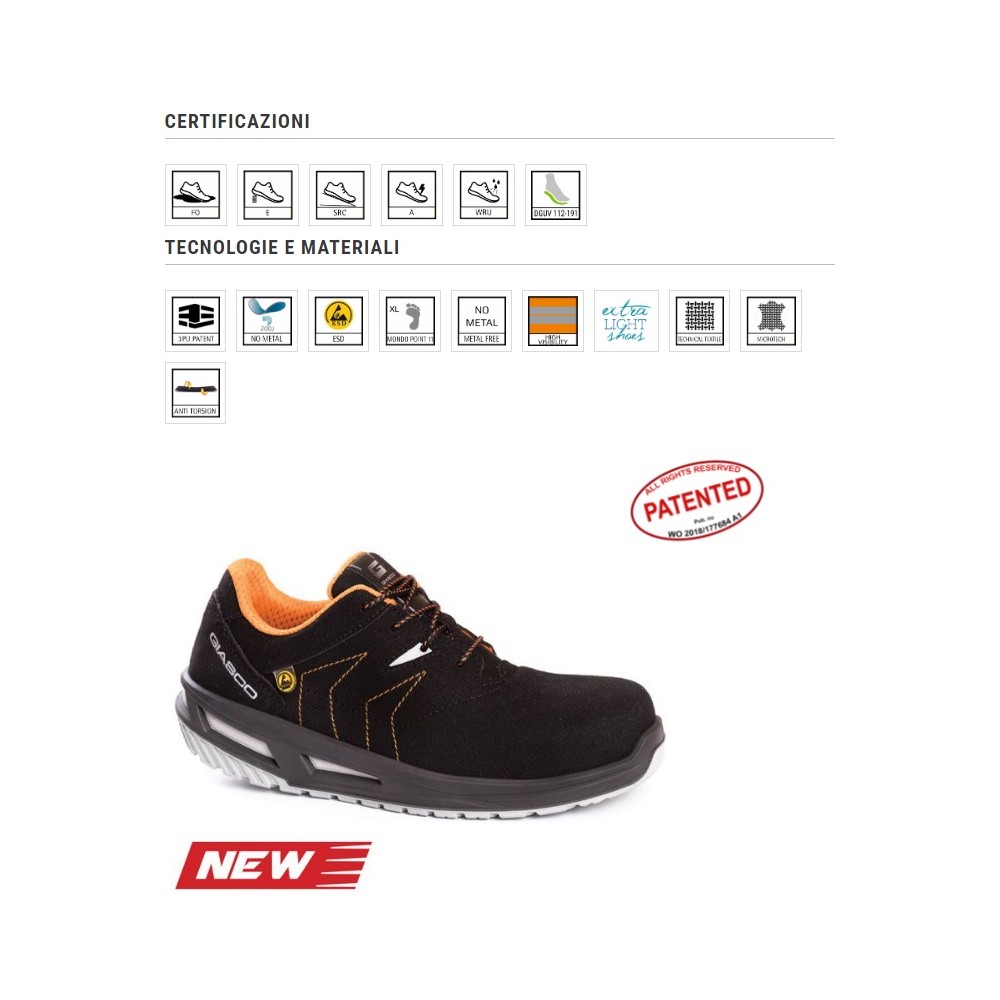 SCARPE ANTINFORTUNISTICHE FALCON BASSE S3 IN TESSUTO TECNICO MICRO-TECH GIASCO
