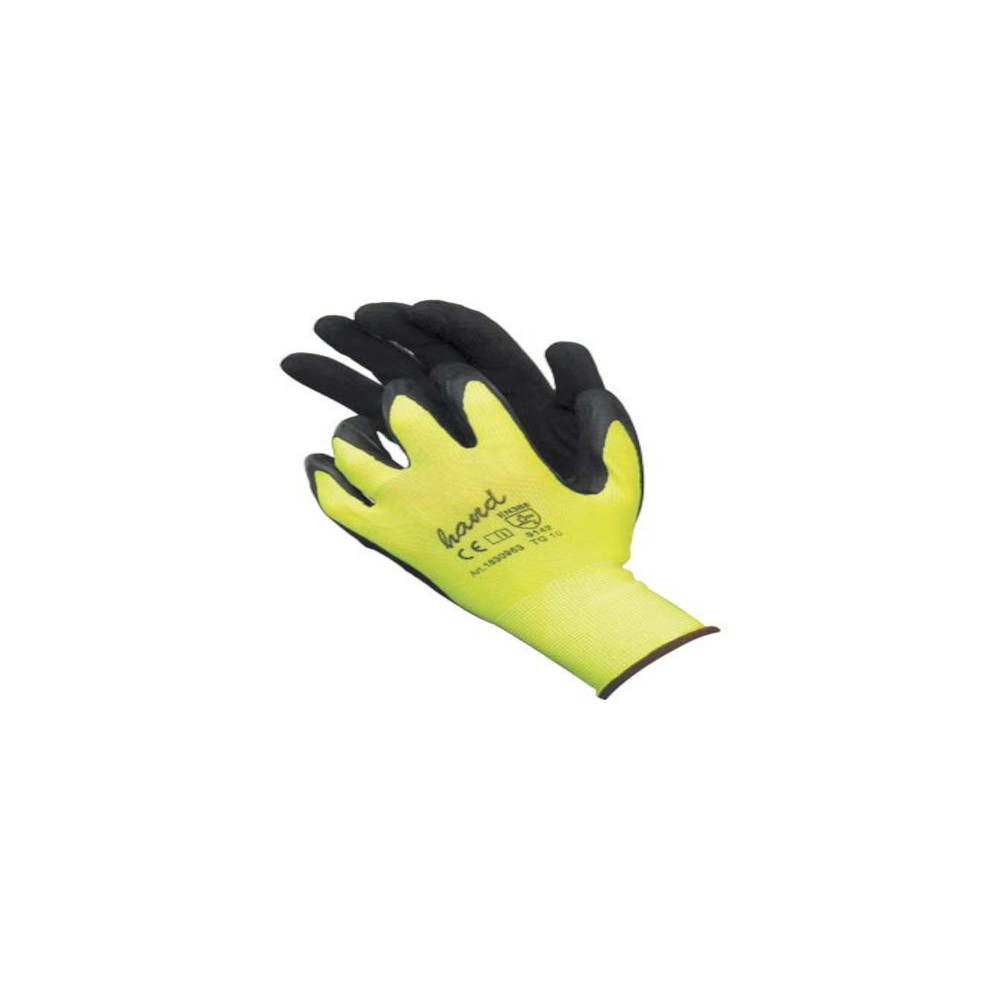 GUANTI SPALMATI LATTICE RUGOSO NERO MAGLIA LEGGERA SINTETICO GIALLO  WORKIT