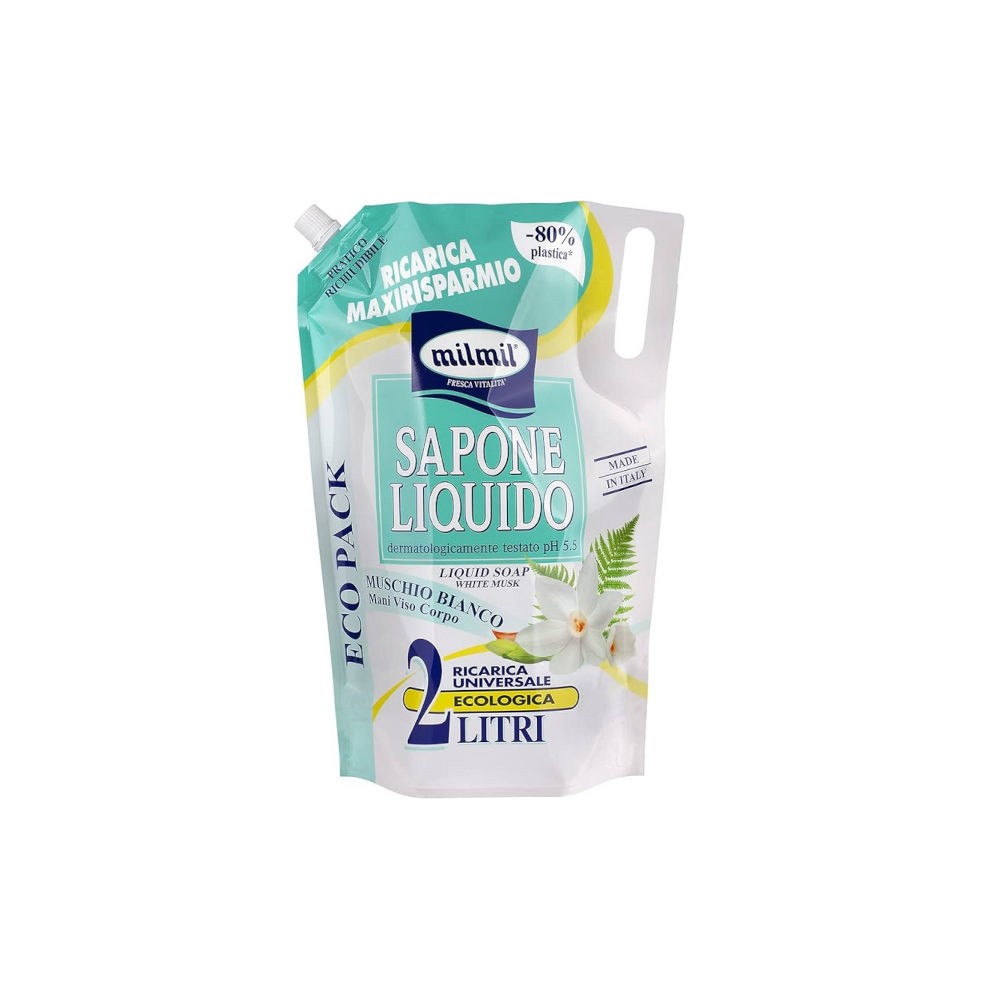 SAPONE LIQUIDO RICARICA MUSCHIO BIANCO LT 2 FRESH MILMIL