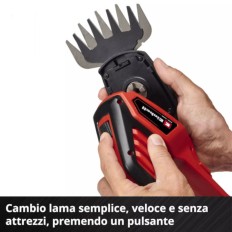FORBICI CESOIE RASAERBA SIEPI CESPUGLI BATTERIA GE-CG 18/100 LI SOLO MACCHINA VOLT 18 X-CHANGE EINHELL